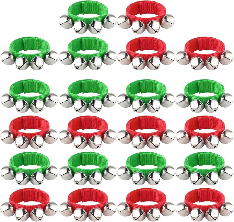 FEPITO 22 Pieces Christmas Band Wrist Bells Bracelets Jingle Bells Musical Ankle Bells Rhythm Instrument Percussion Christmas Party Decoration Favors - Image 1